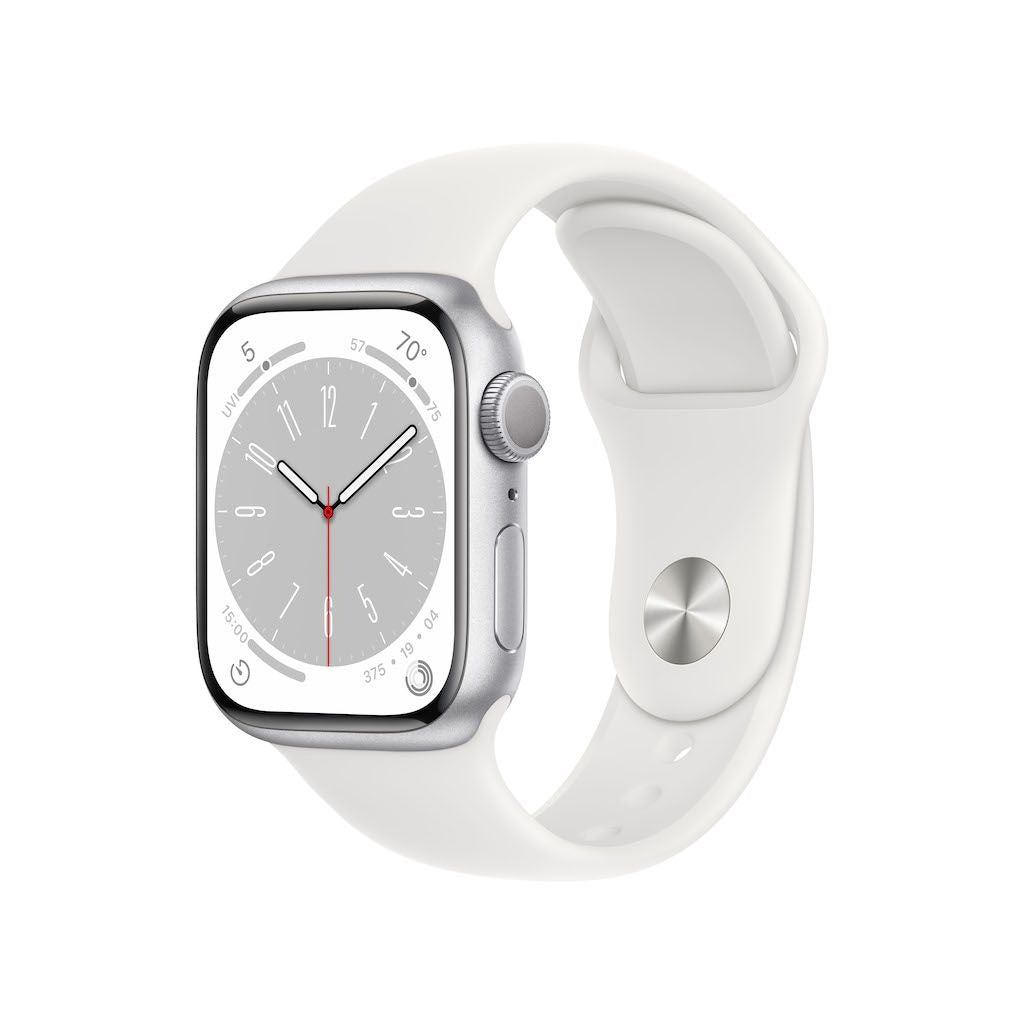 ساعة Apple Watch Series 8 GPS مقاس 41 مم، هيكل من الألومنيوم الفضي فقط (نسخة تجريبية)