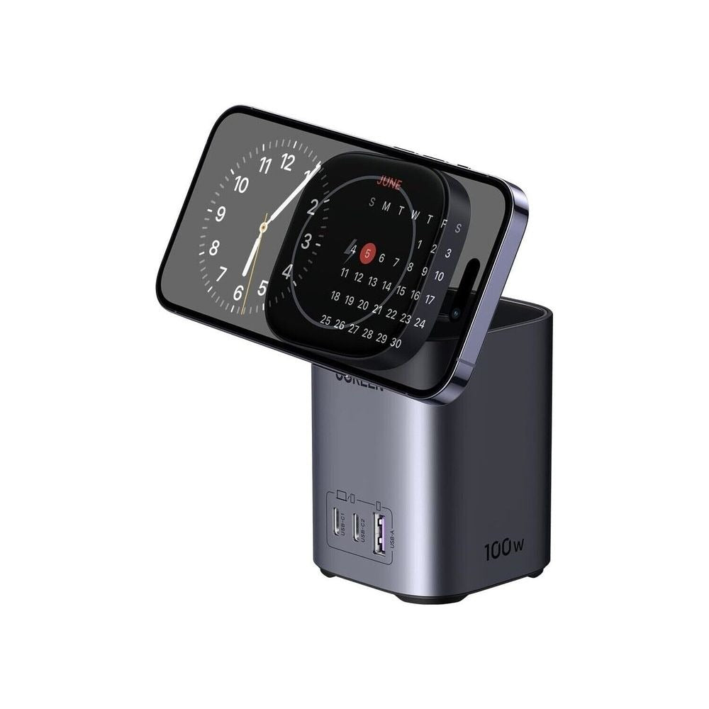 شاحن يو جرين CD342 نيكسود 100 واط USB C مع شاحن ماج سيف 15 واط - أسود