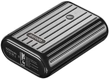 Porodo Power Bank PD Ultra-Compact Wireless Portable Power Bank 10000mAh 18W Power Delivery & Quick Charge 3.0 (Black, 10000mAh)