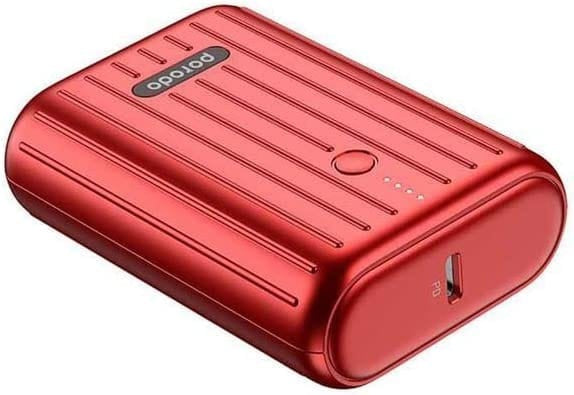 Porodo Power Bank PD Ultra-Compact Wireless Portable Power Bank 10000mAh 18W Power Delivery & Quick Charge 3.0 (Red, 10000mAh) Visit the Porodo Store