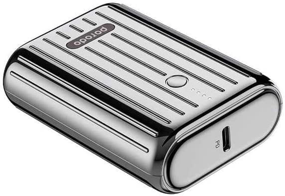 Porodo Power Bank PD Ultra-Compact Wireless Portable Power Bank 10000mAh 18W Power Delivery & Quick Charge 3.0 (Silver, 10000mAh)