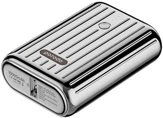 Porodo Power Bank PD Ultra-Compact Wireless Portable Power Bank 10000mAh 18W Power Delivery & Quick Charge 3.0 (Silver, 10000mAh)