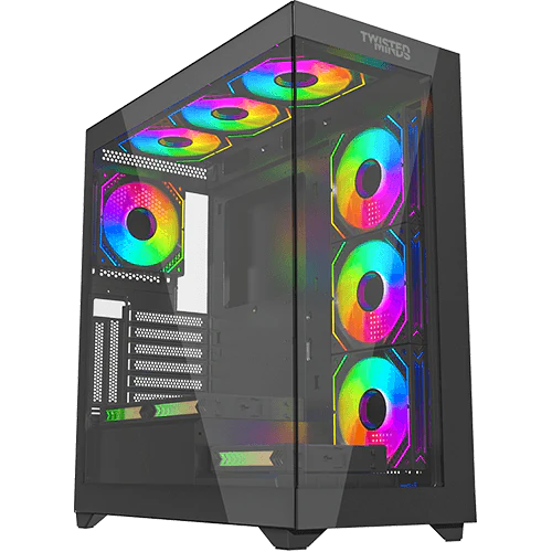 علبة ألعاب Twisted Minds Quantum 07 Fans Mid Tempered Glass باللون الأسود