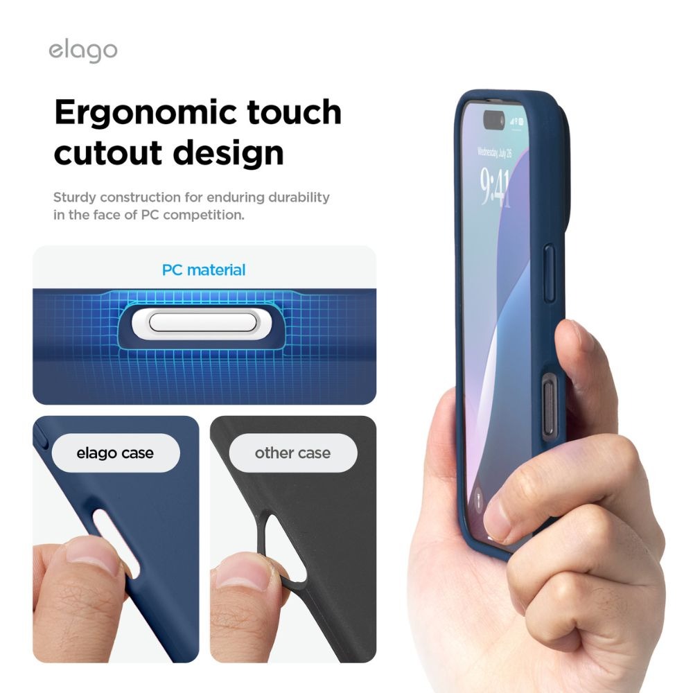 جراب سيليكون مغناطيسي من ELAGO لهاتف iPhone 16 Pro Max Jean Indigo