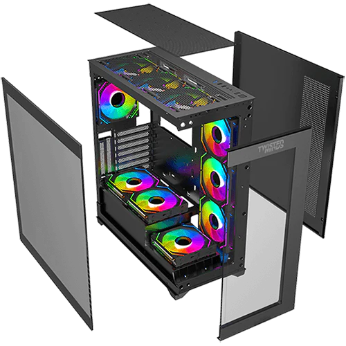 علبة ألعاب Twisted Minds Quantum 07 Fans Mid Tempered Glass باللون الأسود