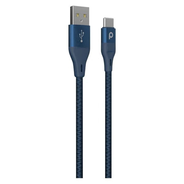 Porodo Aluminum Braided Type-C Cable 1.2M 3A, Blue – PD-ACBR12-BU