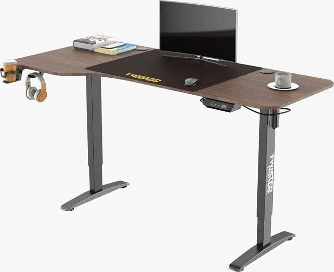 Twisted Minds T Shaped Electric Gaming Desk, Height Adjustable - Left, Headphone hook & Cup Holder, Cable Management Net 16x47cm | TM-T-9085-L