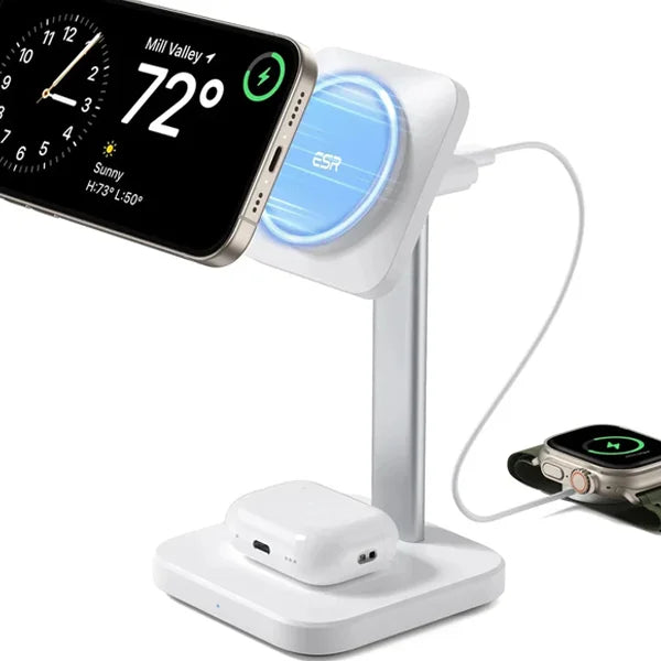 شاحن لاسلكي 2 في 1 من ESR لساعة Apple Watch، أسود (الشاحن الداخلي ثنائي السنون)