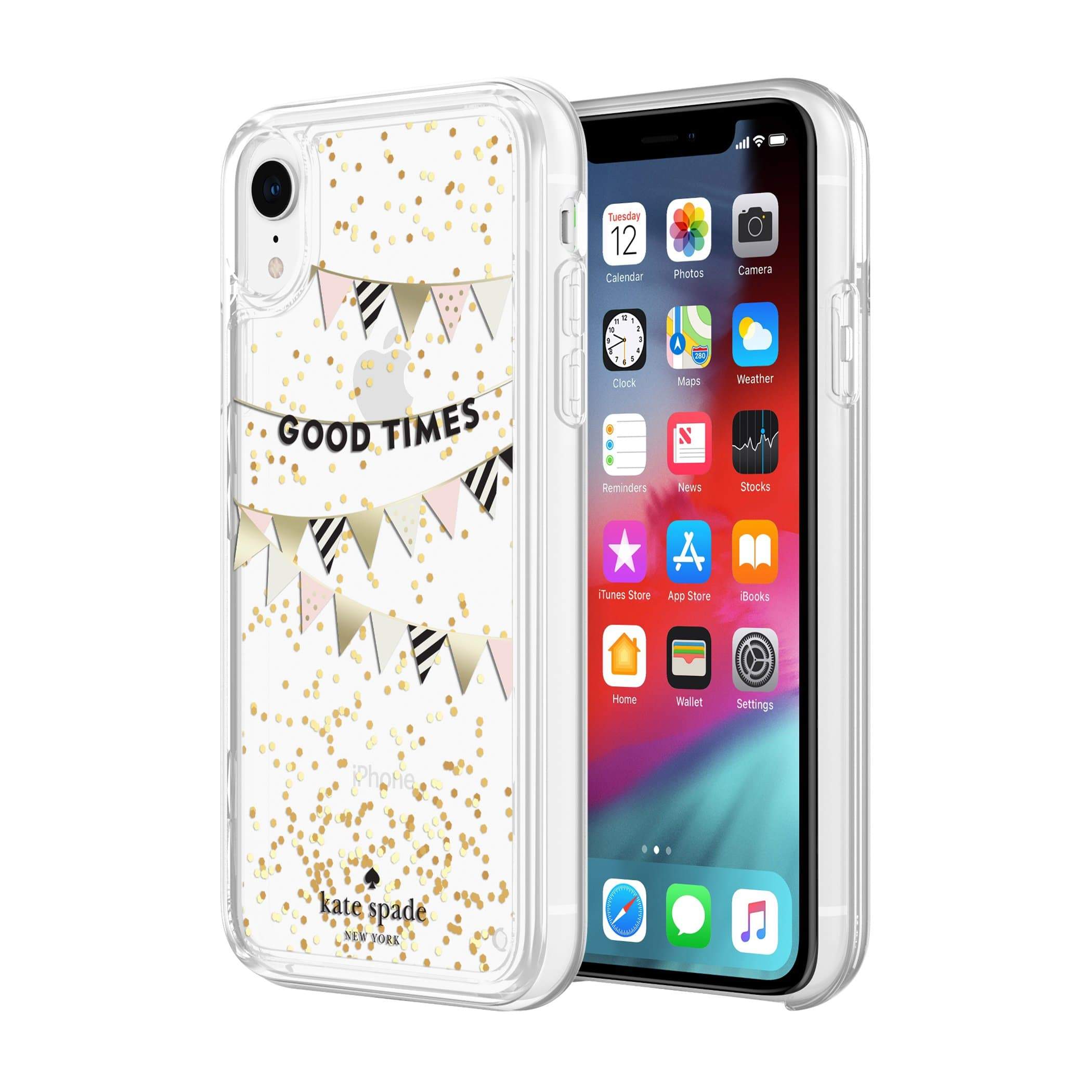 Kate spade new york iphone xr liquid glitter case good times gold