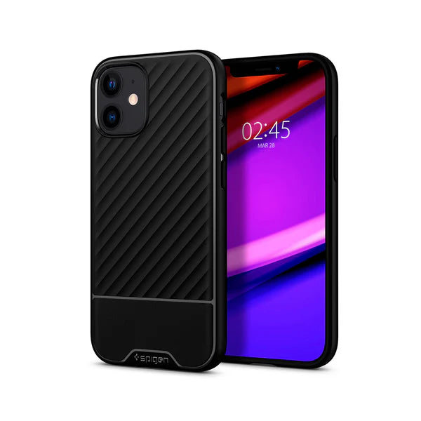 جراب Spigen Core Armor المصمم لهاتف iPhone 12/12 Pro - أسود غير لامع