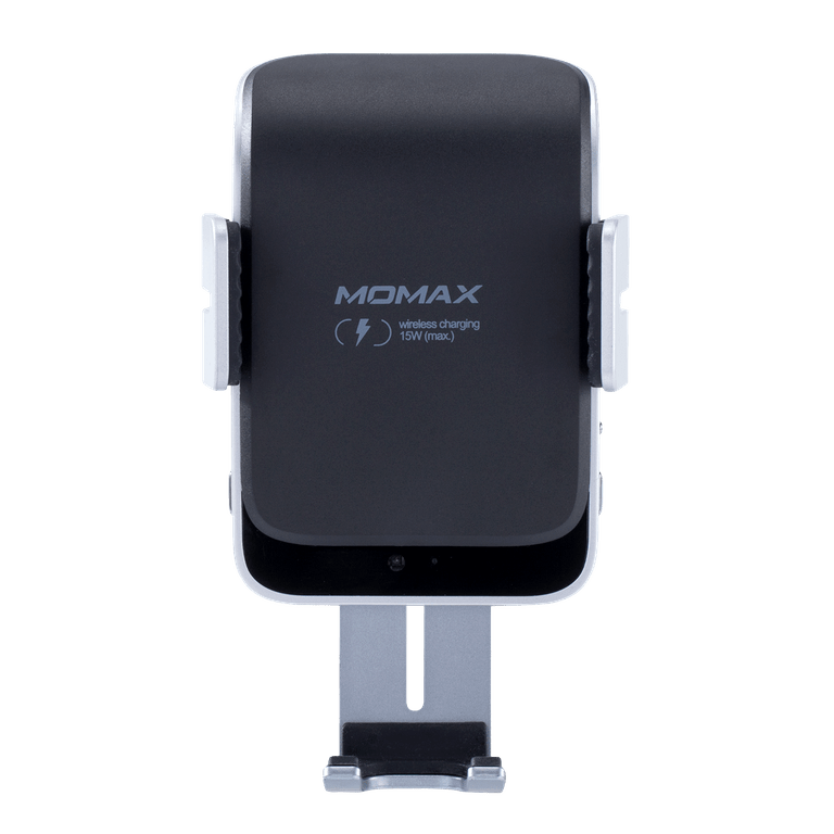 momax q mount auto clamping wireless car charger 15w with qc3 0 car charger silver