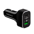 شاحن سيارة موماكس ثنائي المنفذ USB مع Type C PD QC3.0 سريع 63 واط أسود 