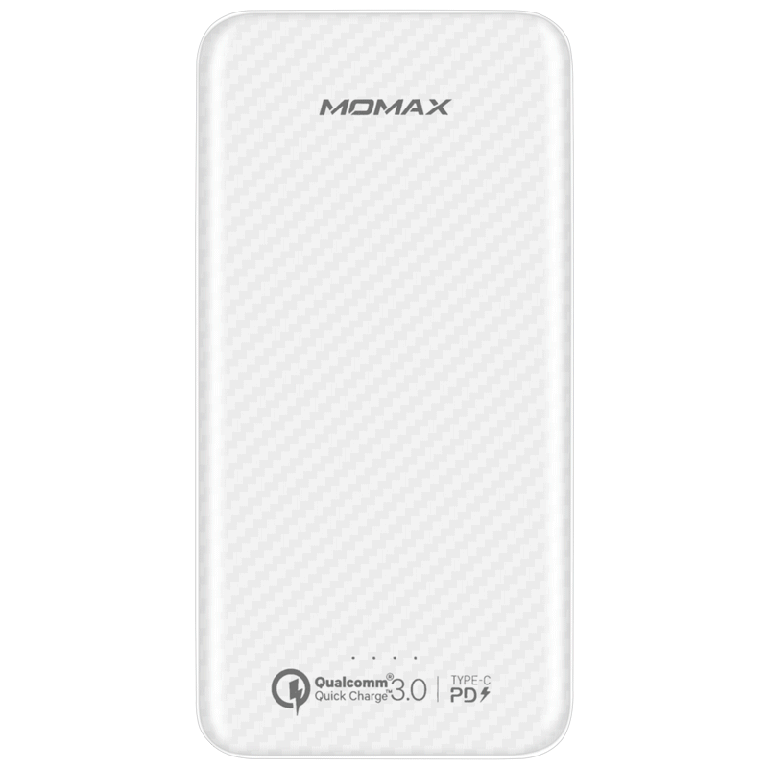 بطارية خارجية موماكس اي باور مينيمال 10000 مللي أمبير/ساعة من النوع سي PD 18 واط QC3.0، بيضاء