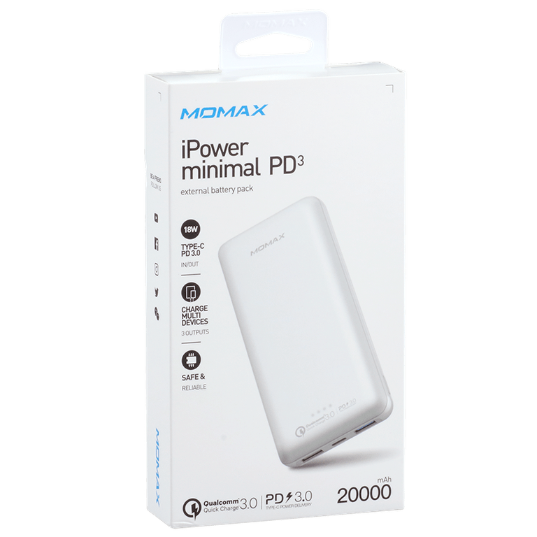 Momax ipower minimal pd3 external battery pack 20000mah white