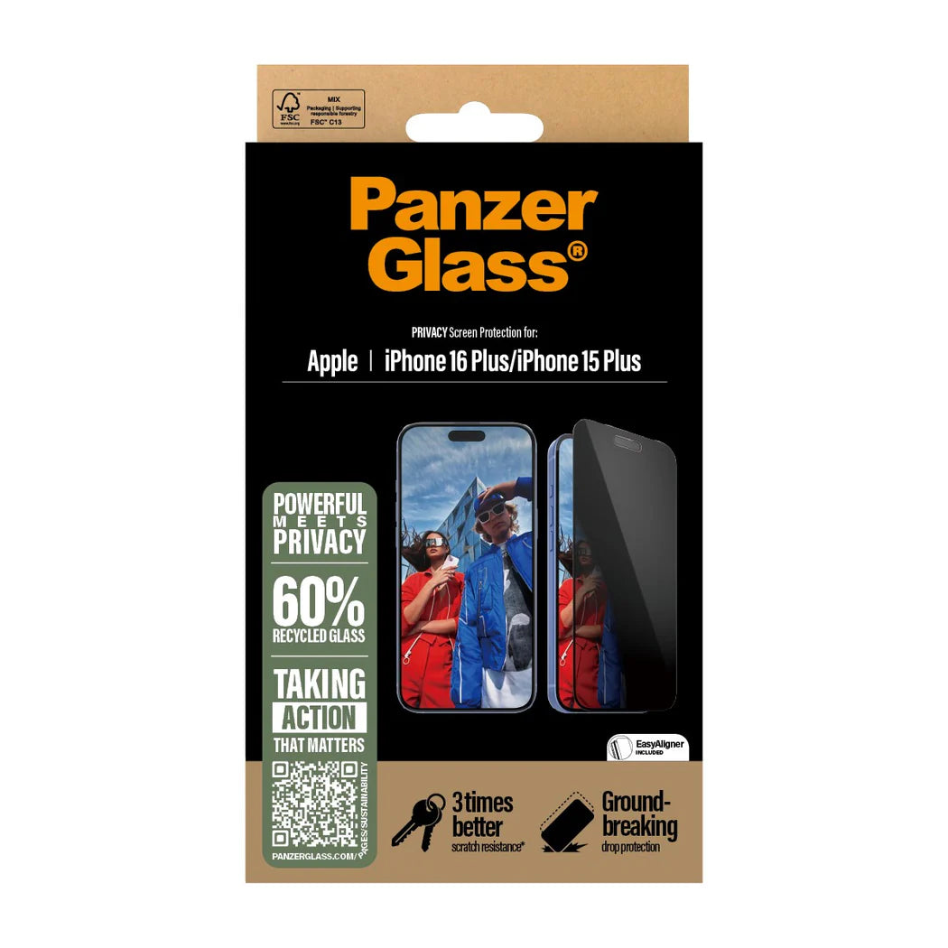 PanzerGlass® Ultra-Wide Fit Privacy Screen Protector – iPhone 16 Plus & iPhone 15 Plus