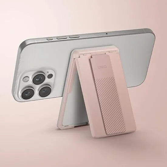 Uniq Heldro ID magnetic wallet with support and wristband - pink