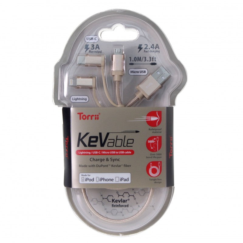 Torrii KeVable Universal USB Cable - golden