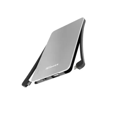 Recharge 5000 mah ultra thin lightning usb c power bank silver