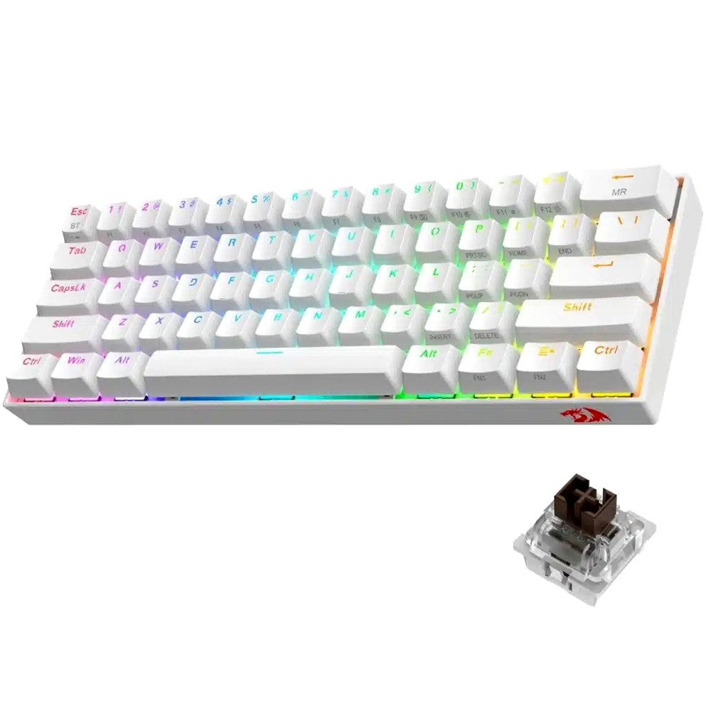 مجموعة ألعاب Redragon S129W 3 في 1: لوحة مفاتيح ميكانيكية K630W-RGB + ماوس ألعاب لاسلكي M607W + سماعة رأس ألعاب H350W-RGB-1 (أبيض)
