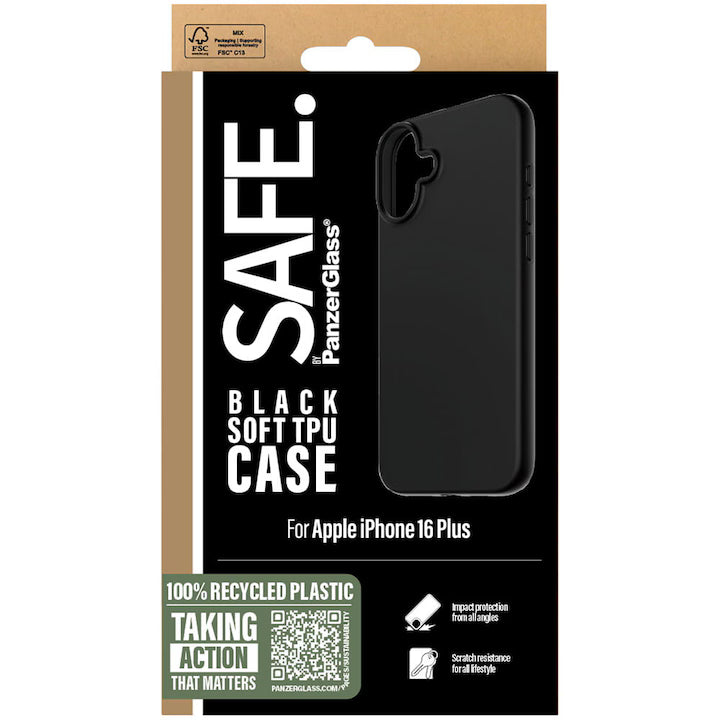 PanzerGlass SAFE by PG TPU Case – Apple iPhone 16 Plus (6.7″) – Black