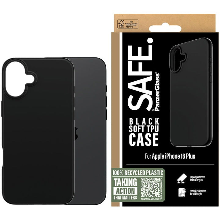 PanzerGlass SAFE by PG TPU Case – Apple iPhone 16 Plus (6.7″) – Black