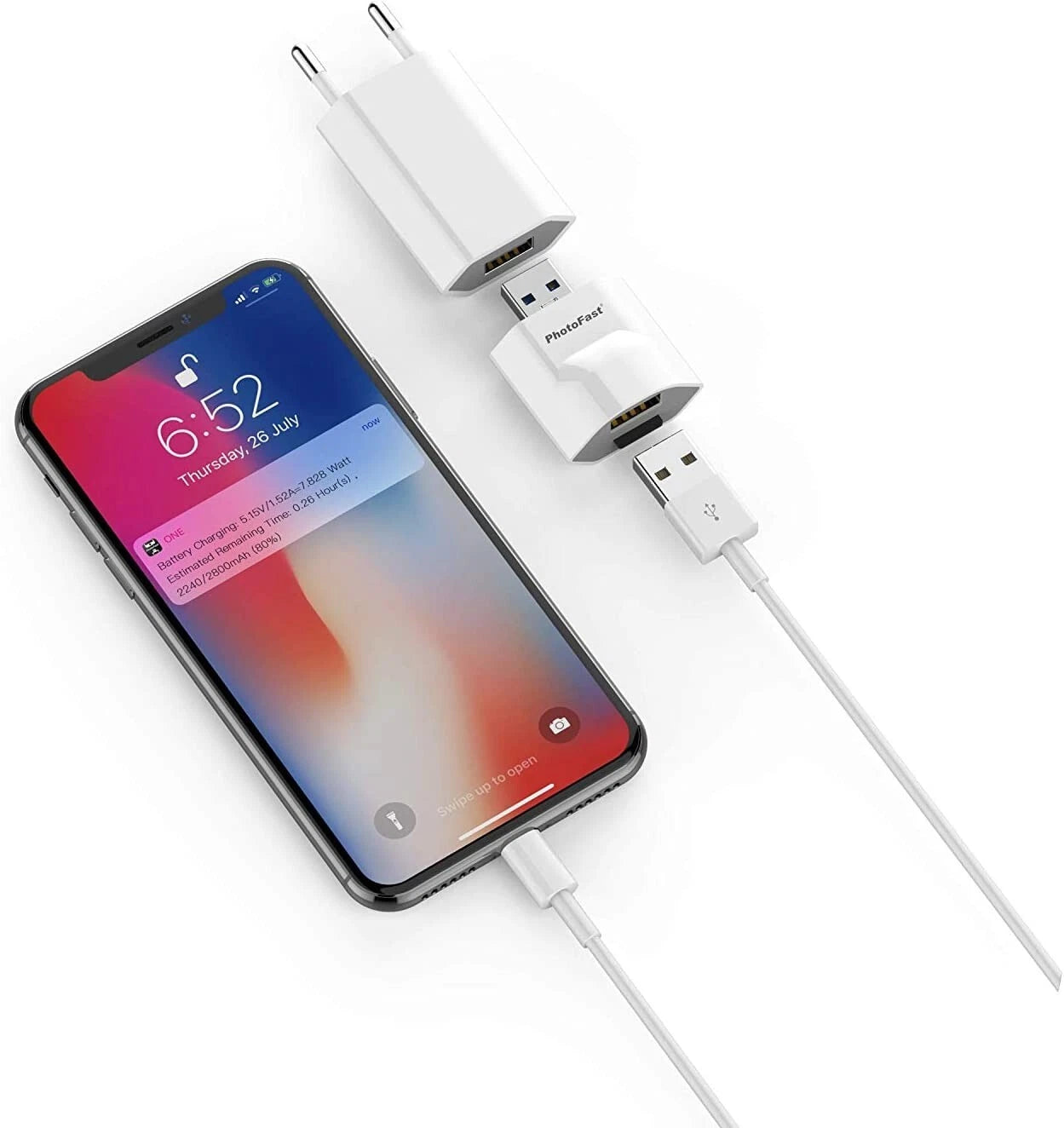 محرك أقراص فلاش PhotoFast i-Flash Drive Photocube – قارئ بطاقات Micro SD، اللون: أبيض