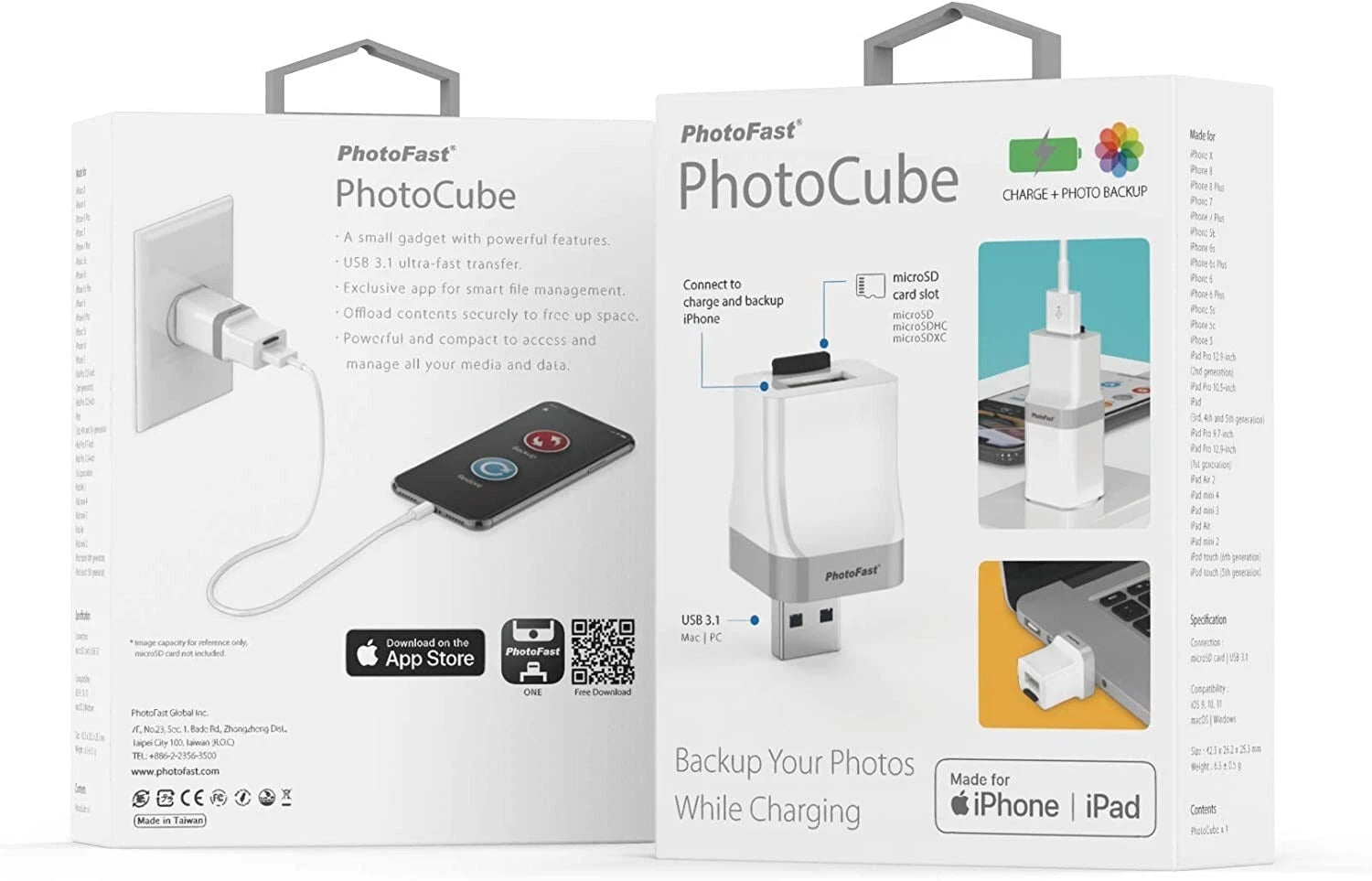 محرك أقراص فلاش PhotoFast i-Flash Drive Photocube – قارئ بطاقات Micro SD، اللون: أبيض