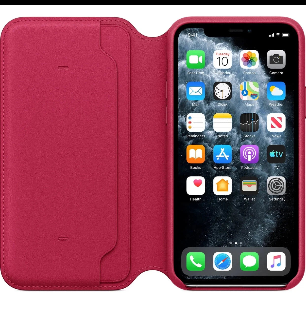 غطاء جلدي من Apple لهاتف iPhone 11 Pro Max - لون التوت 