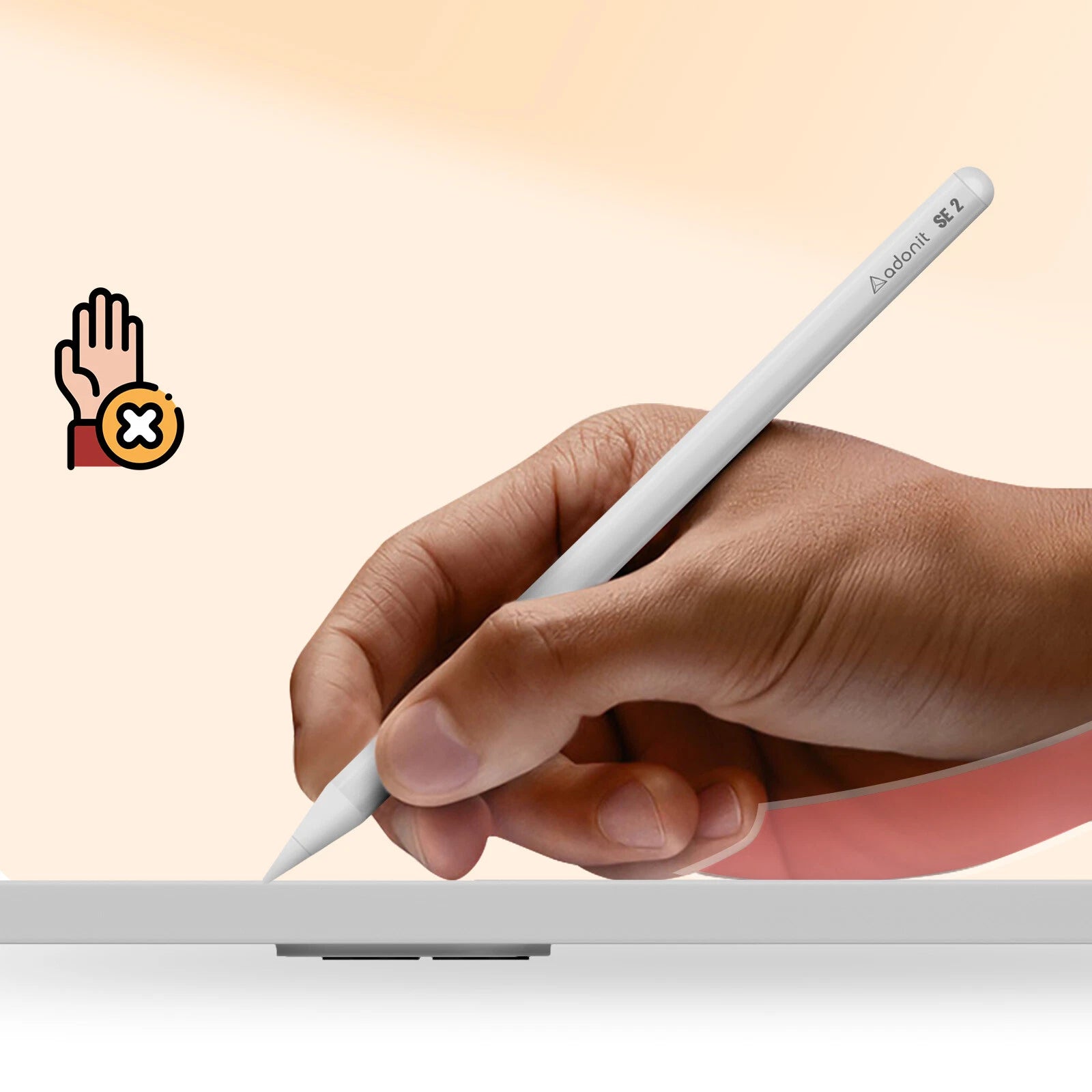 قلم مغناطيسي من Adonit لجهاز iPad بتقنية Palm Reject 10H Autonomy، باللون الأبيض