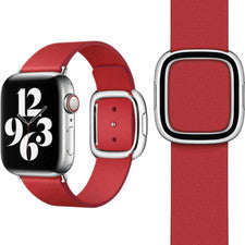 سوار Apple Watch متوسط ​​الحجم باللون الأحمر بتصميم عصري ومتوافق مع ساعات Apple Watch مقاس 38 مم و38/40/41 مم