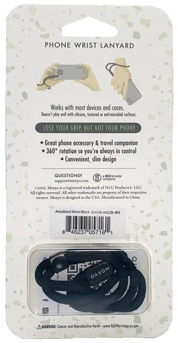 Silver Black Zigi Band Universal Cell Phone Lanyard Wrist Strap