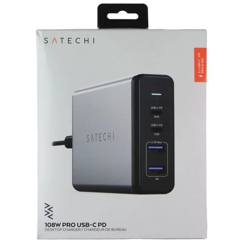 شاحن سطح المكتب SATECHI Pro USB-C PD بقوة 108 واط - رمادي/أسود (قابس AU وأستراليا)