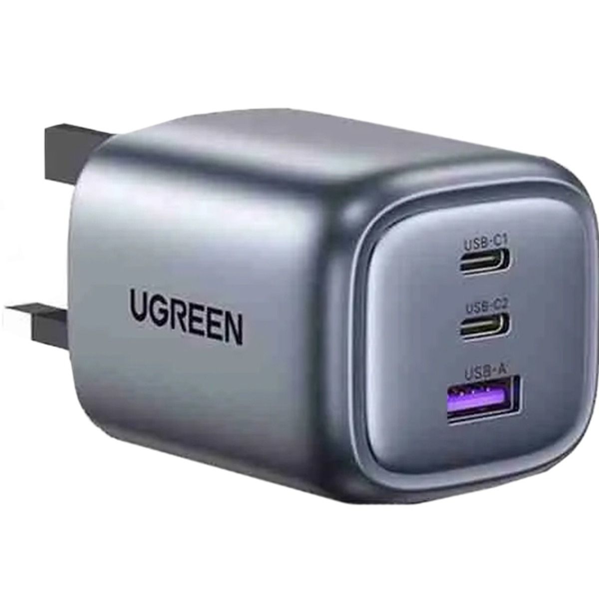 شاحن حائط يوجرين نيكسود 65 واط بمنفذ USB C - 3 منافذ - رمادي فضائي