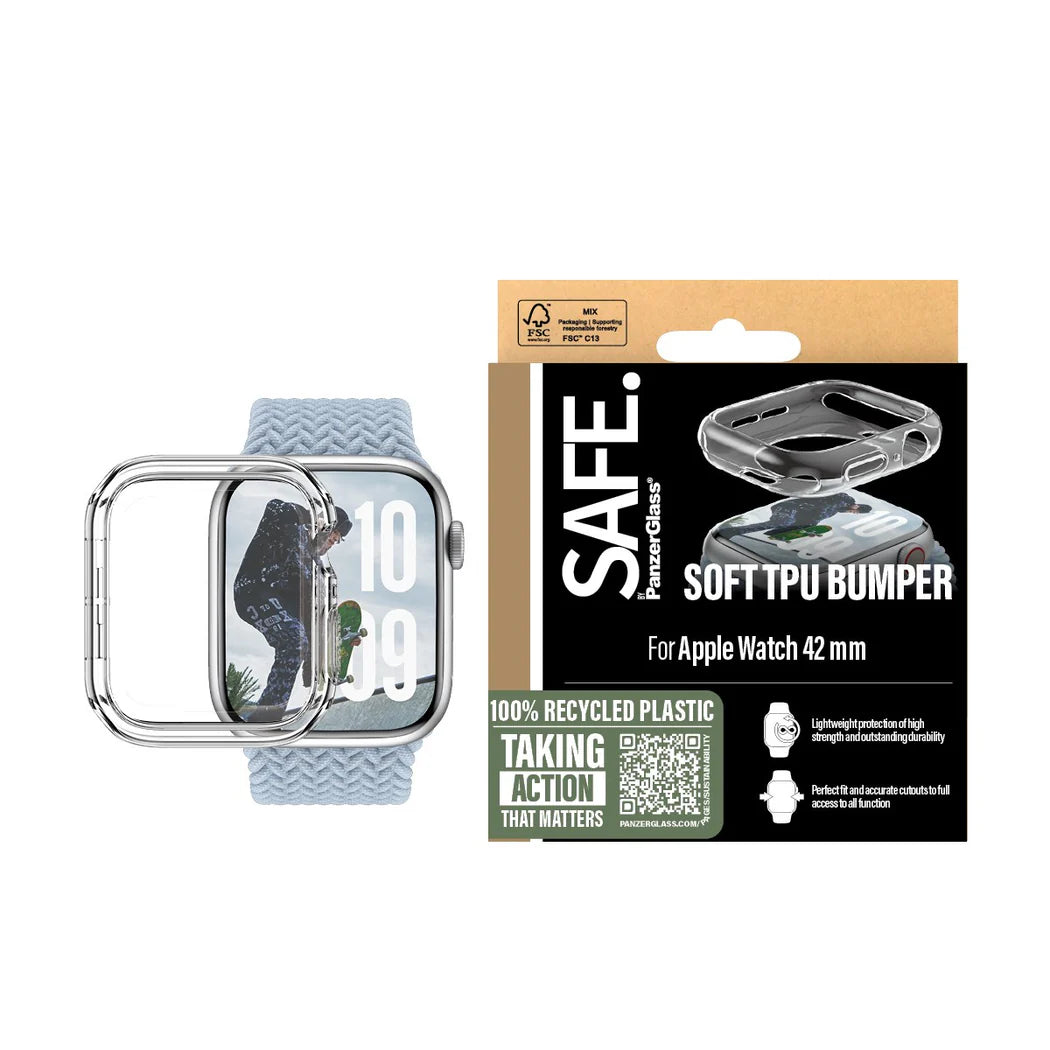 PanzerGlass SAFE by PG EyeCare TPU Bumper Transparent Case – Apple Watch Series 10 (42mm)