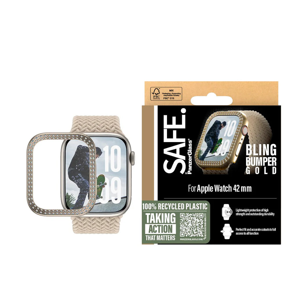 PanzerGlass SAFE by PG EyeCare Bling Bumper Gold Case – Apple Watch Series 10 (42mm)
