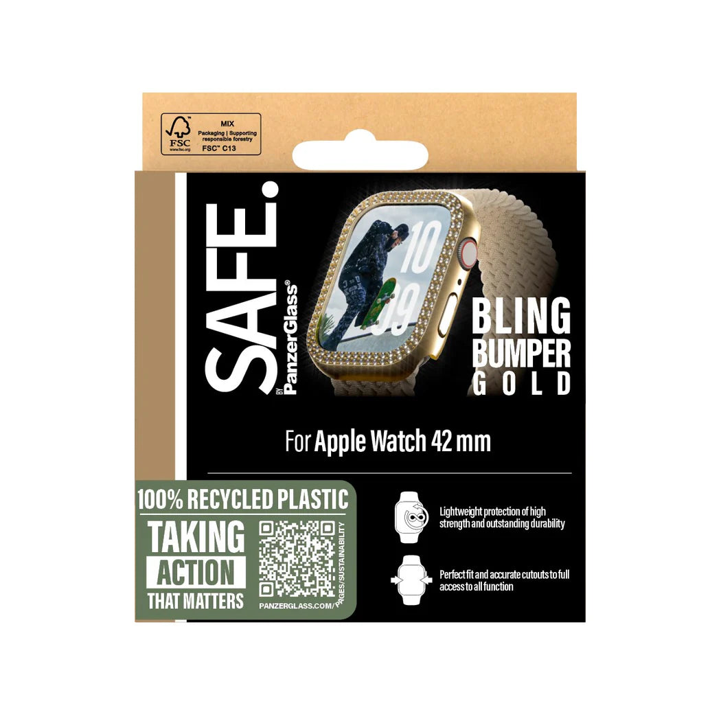 PanzerGlass SAFE by PG EyeCare Bling Bumper Gold Case – Apple Watch Series 10 (42mm)