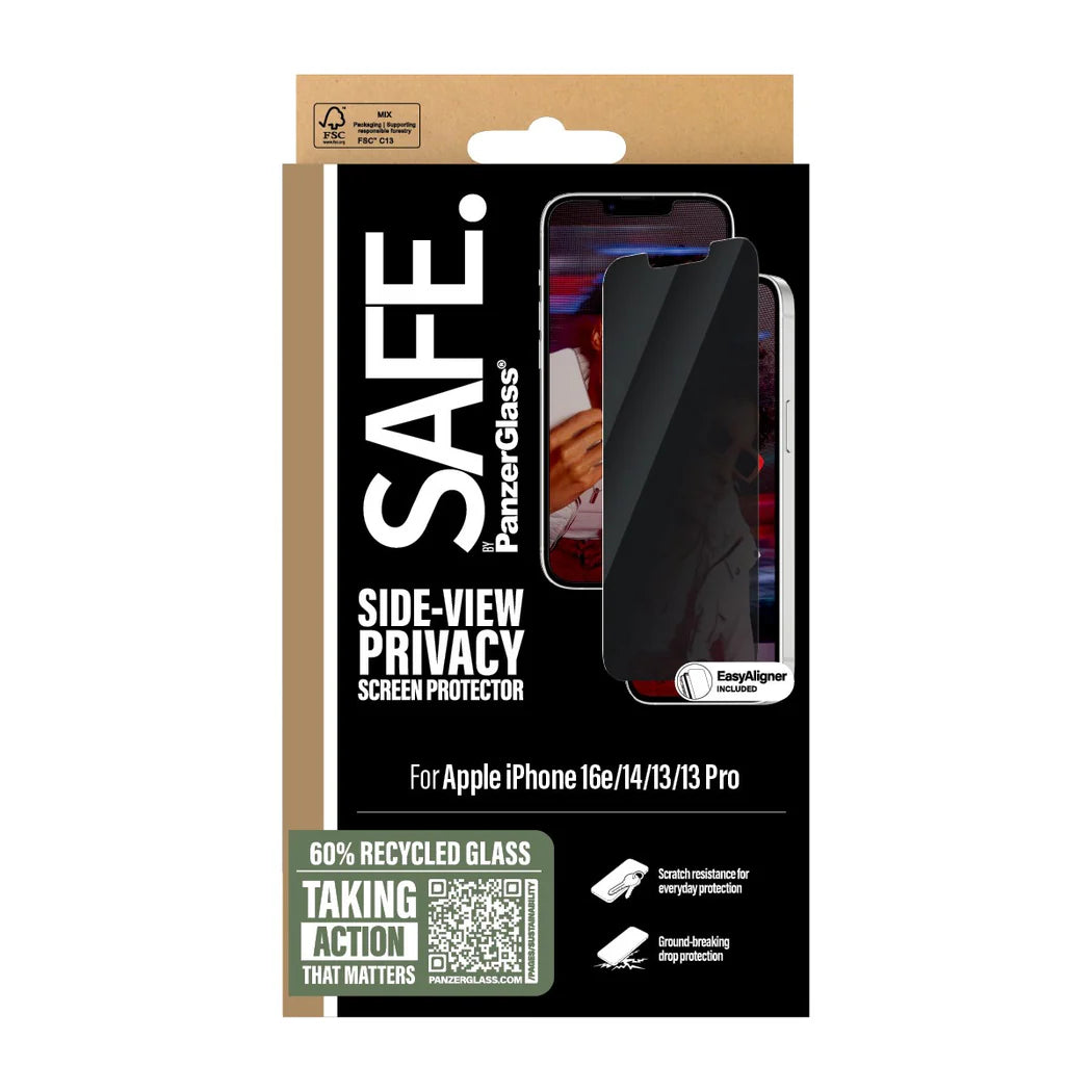SAFE. by PanzerGlass® Privacy Screen Protector Ultra-Wide Fit with EasyAligner for iPhone 16e / 14 / 13 / 13 Pro