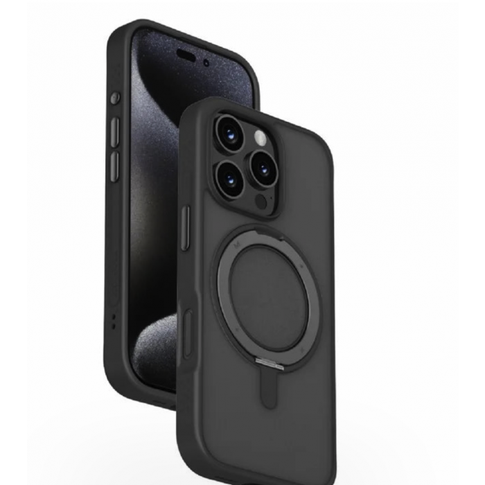 غطاء موماكس المغناطيسي الدوار لهاتف يو فون 16 برو أسود