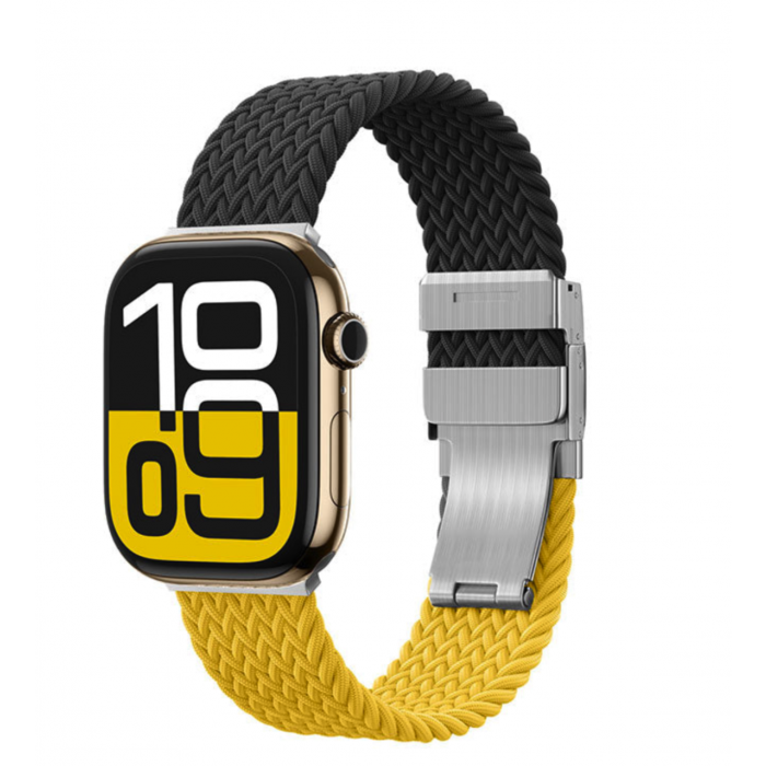 سوار ساعة AMAZINGTHING BLEND لساعة Apple Watch باللونين الأسود والأصفر