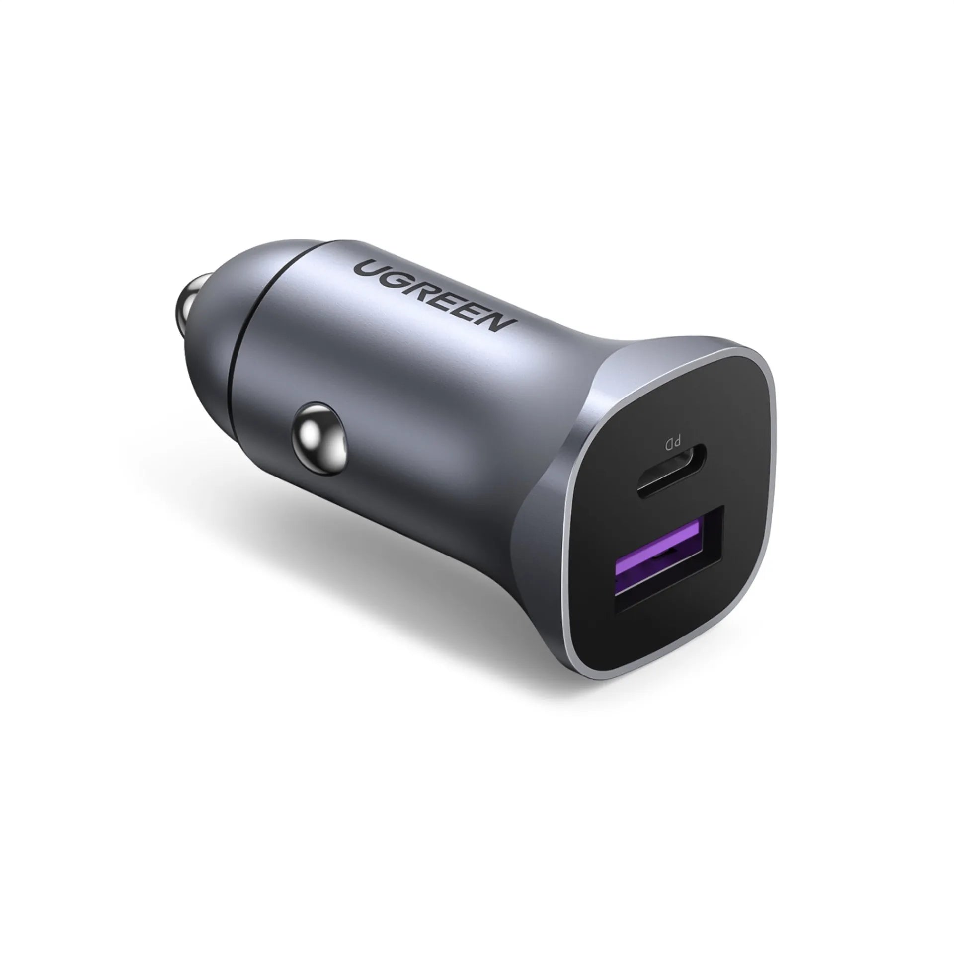 شاحن سيارة مزدوج PD USB 30 وات من UGREEN، رمادي