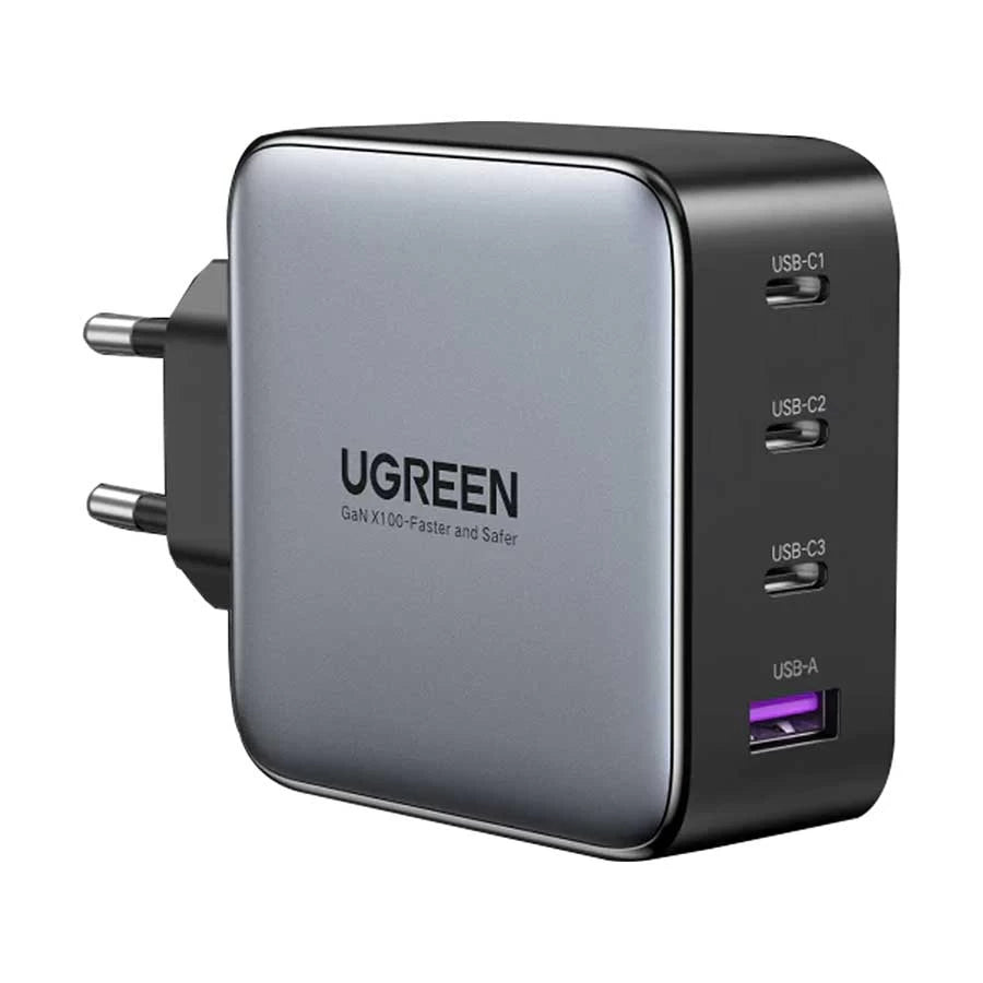 شاحن حائط يوجرين نيكسود ١٠٠ واط بمنفذ USB-C - ٤ منافذ (أسود)