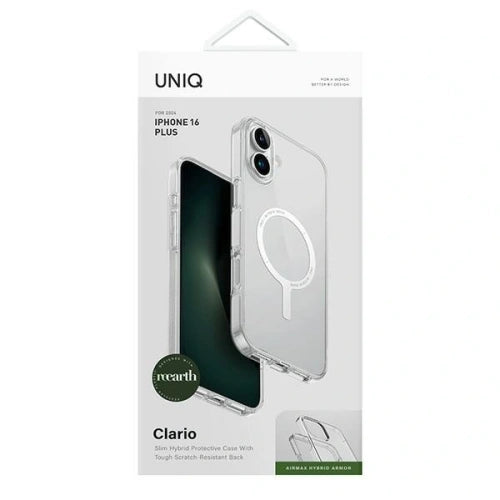غطاء شحن UNIQ Clario لهاتف Apple iPhone 16 Plus Magclick شفاف
