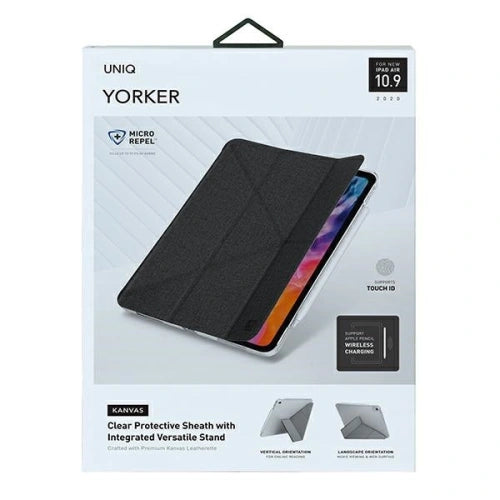 UNIQ Yorker Kanvas Apple iPad Air 10.9 2020/2022 (4 i 5 gen) / iPad Air 11 2024 (6 gen) obsidian knit black Antimicrobial