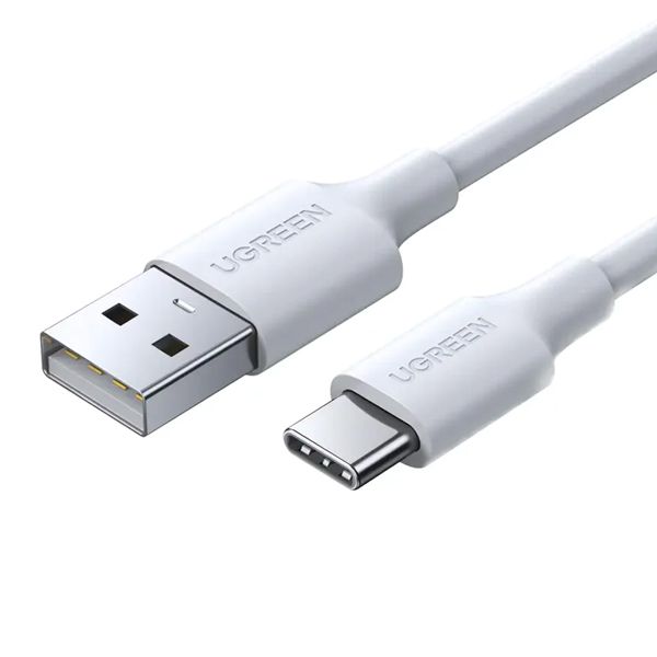 كابل يوجرين USB-A 2.0 إلى USB-C مطلي بالنيكل بطول 1 متر أبيض