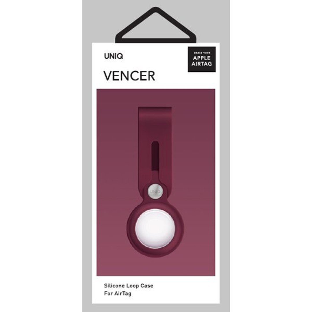 Uniq Vencer Apple AirTag Tracker Protective Silicone Loop Case/Cover Maroon
