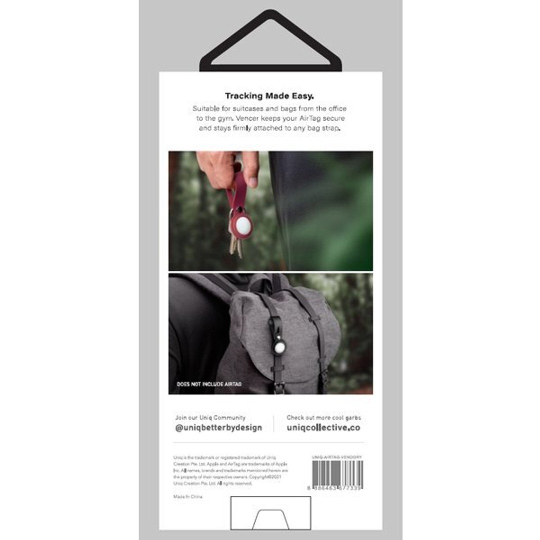 Uniq Vencer Apple AirTag Tracker Protective Silicone Loop Case/Cover Maroon