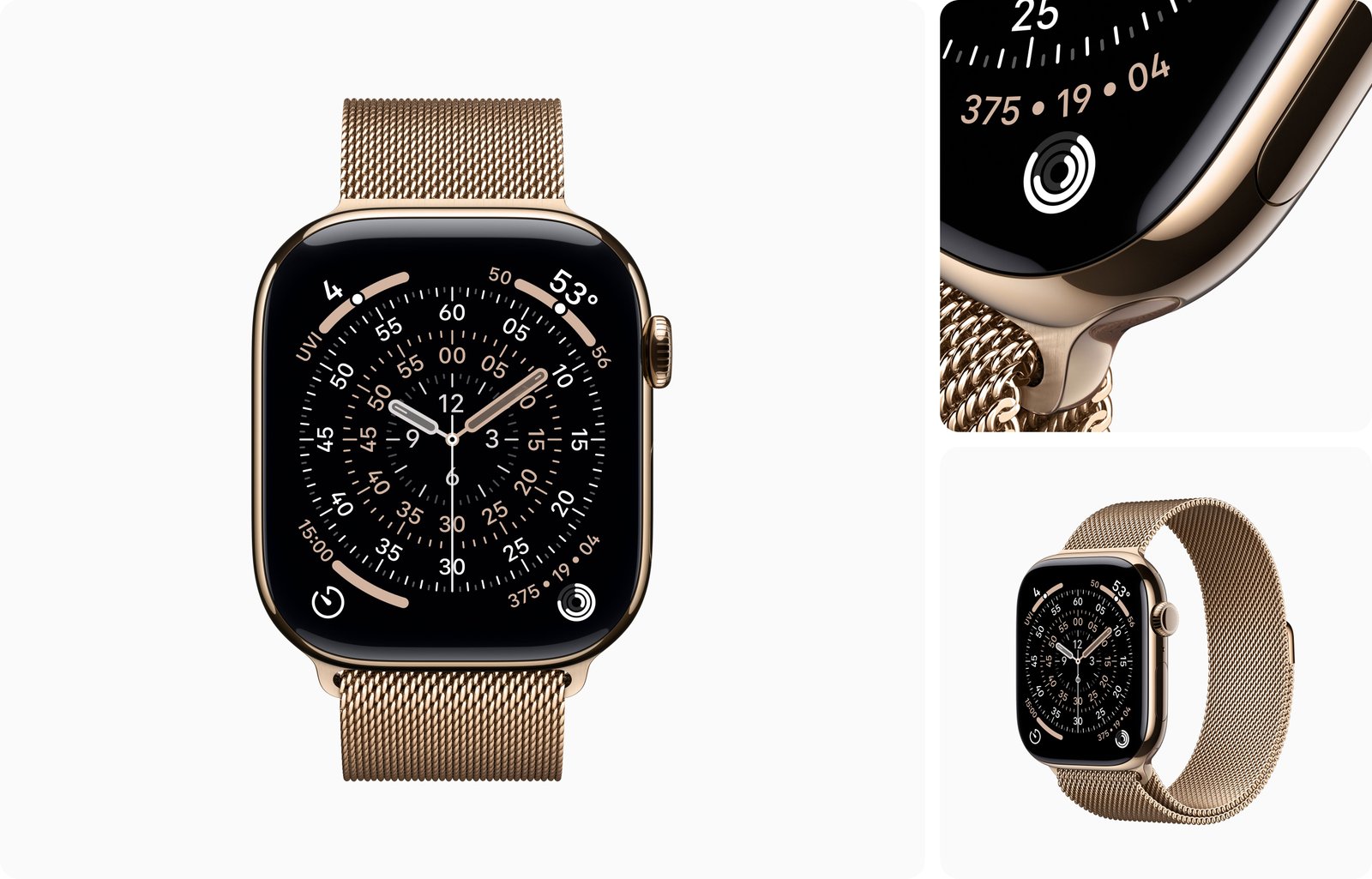 Apple Watch Series 11 GPS + Cellular 42mm Gold Titanium Case with Gold Milanese Loop