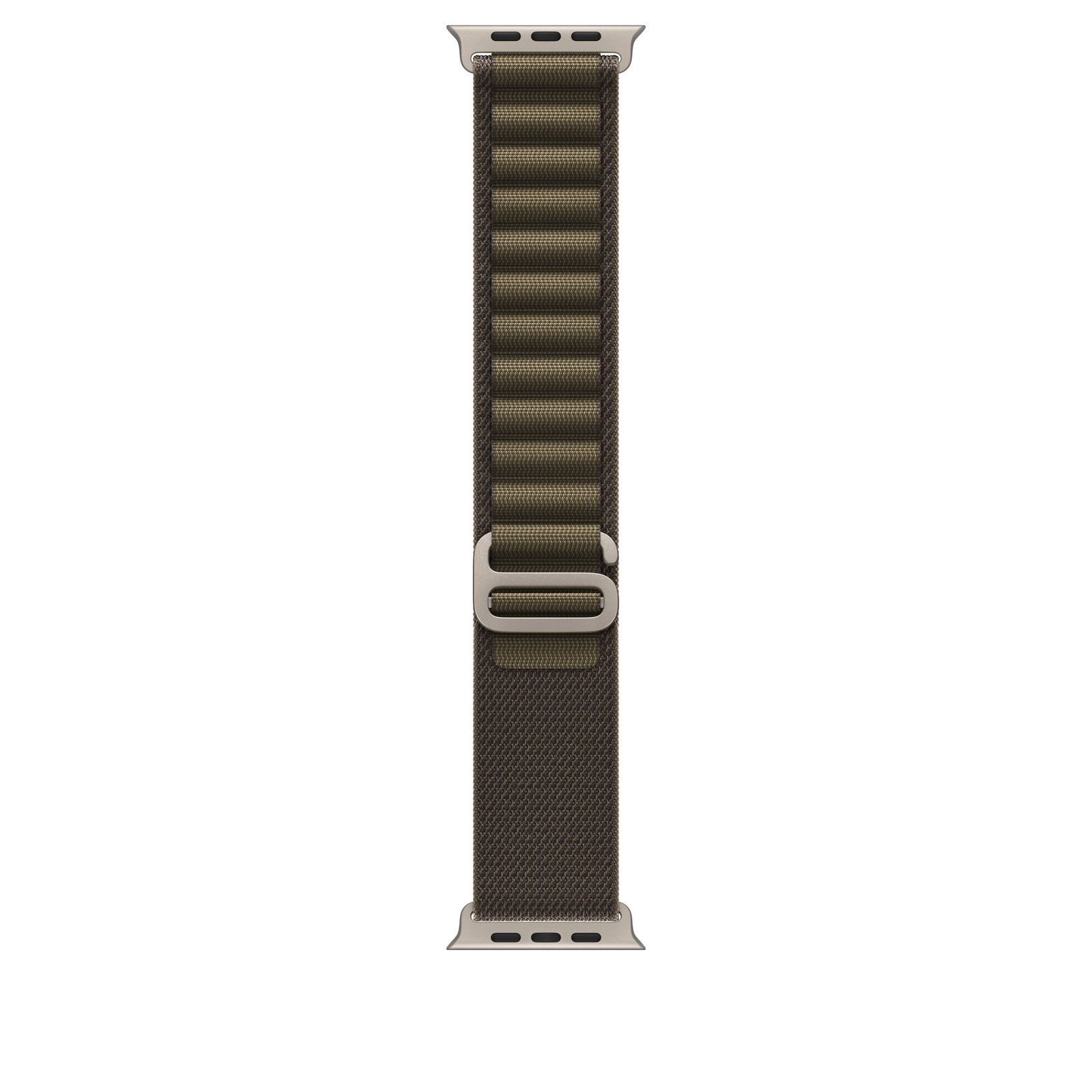 49mm Dark Olive Alpine Loop - Large - Natural Titanium Finish