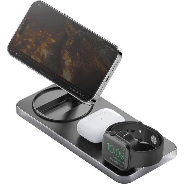 BAZIC GOMAG STATION, 3IN1 MAGNETIC FAST WIRELESS CHARGER WITH BUILT-IN APPLE WATCH CHARGER - BLACK