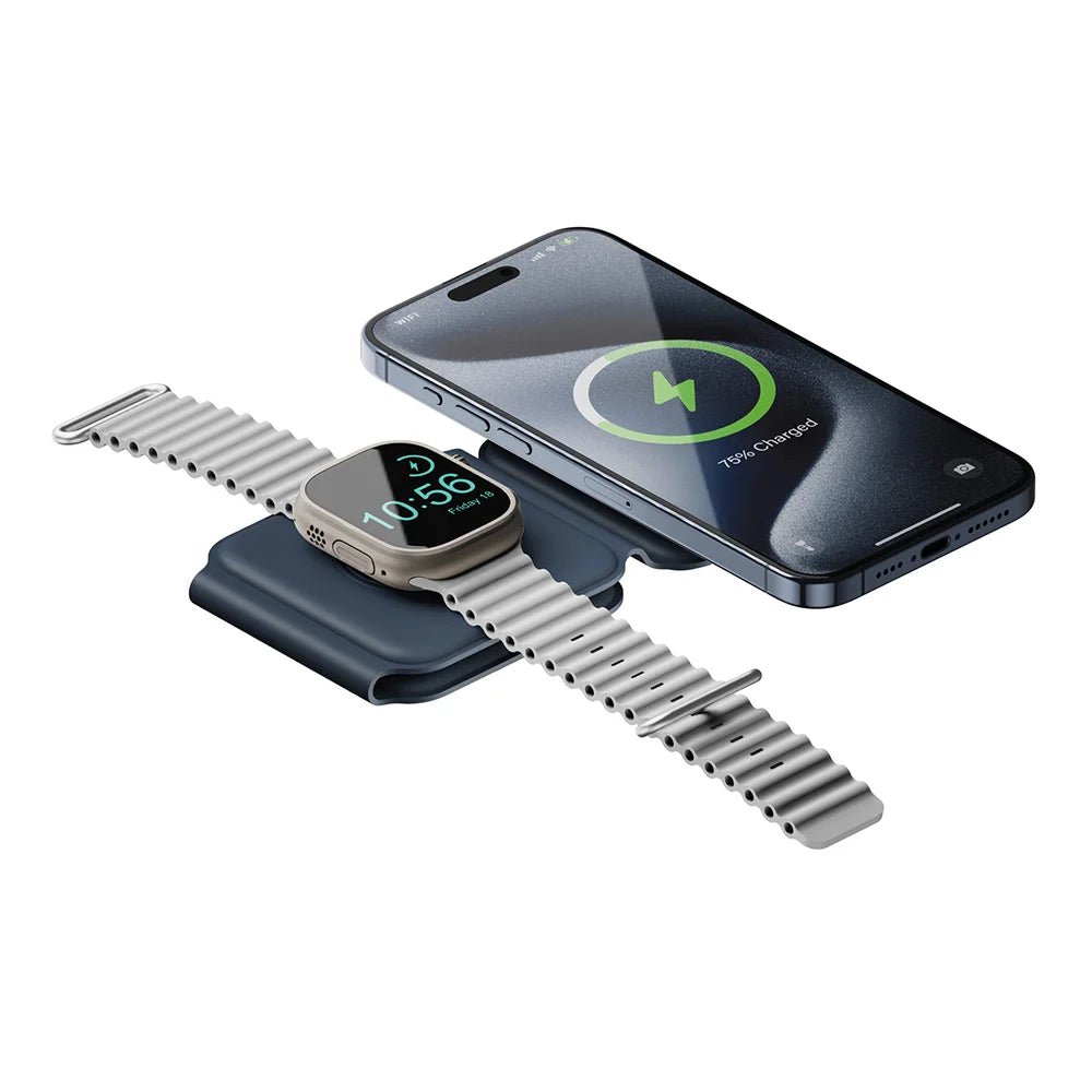 BAZIC GOMAG TRIO PLUS, 3IN1 ELEVATED FOLDABLE MAGNETIC WIRELESS CHARGER 15W IPHONE/WATCH/AIRPODS - NAVY BLUE